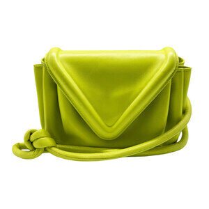 Bottega Veneta Beak Leather Crossbody Shoulder Bag Yellow Green